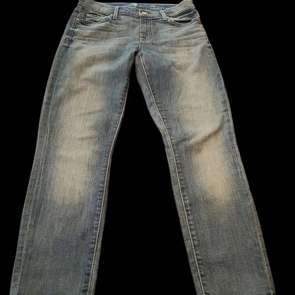7 For All Mankind Classic Blue Straight Leg Jeans - Picture 1 of 5